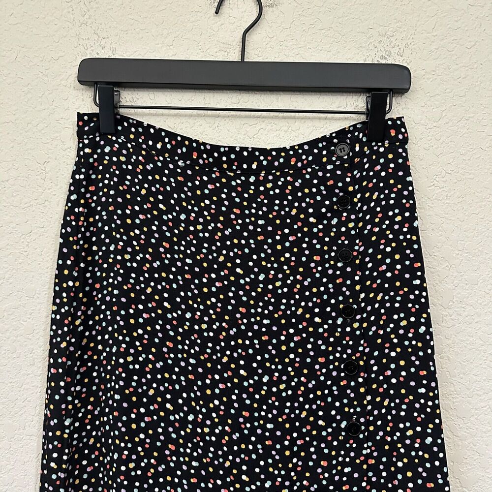 REFORMATION Polka Dot Skirt Black Side Slit Whimsigoth Retro NWT - Picture 4 of 9